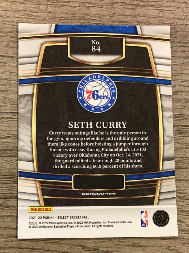 Seth Curry Philadelphia 76ers NBA 2021-22 Panini Select 84 Panini