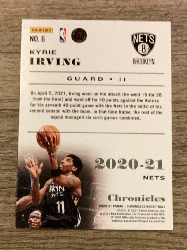 Kyrie Irving Brooklyn Nets NBA 2020-21 Panini Chronicles 6 Panini