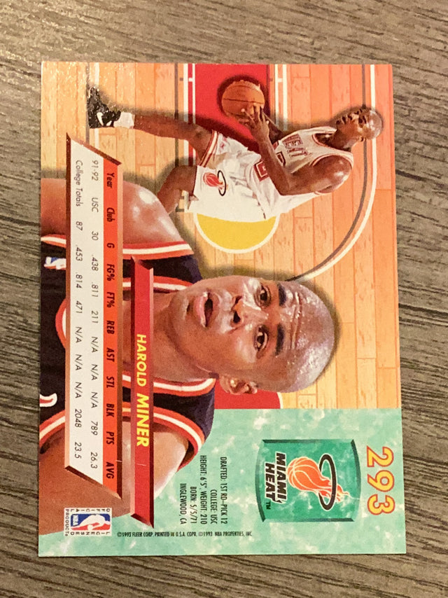 Harold Miner Miami Heat NBA 1992-93 Ultra 293 RC Ultra