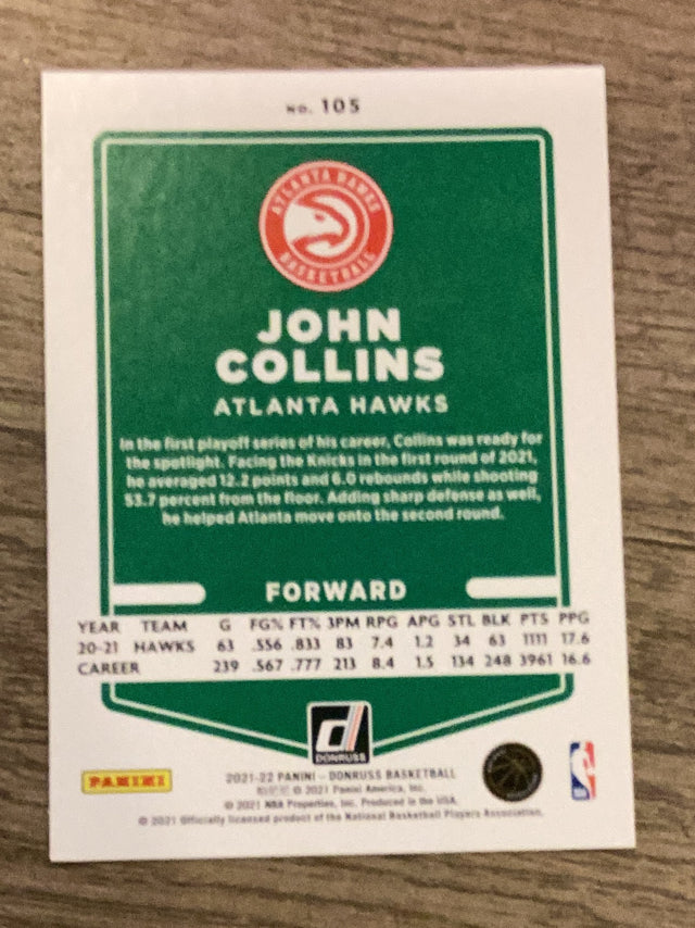 John Collins Atlanta Hawks NBA 2021-22 Donruss 105 Donruss