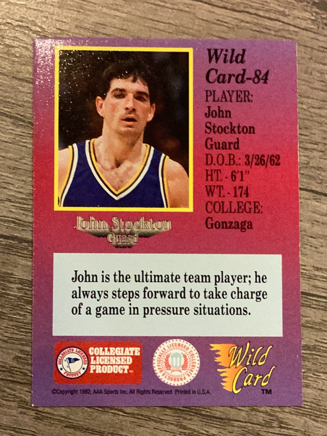 John Stockton Gonzaga Bulldogs NBA 1991-92 Wild Card 84 Wild Card