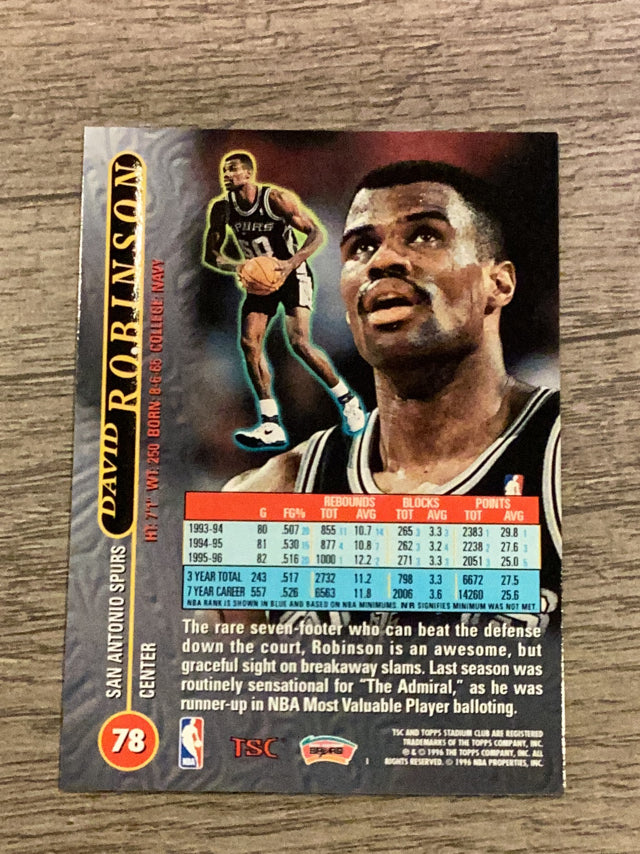 David Robinson San Antonio Spurs NBA 1996-97 Stadium Club 78 Topps