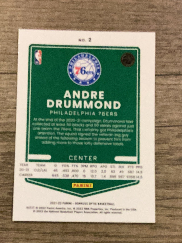 Andre Drummond Philadelphia 76ers NBA 2021-22 Donruss Optic 2 Donruss