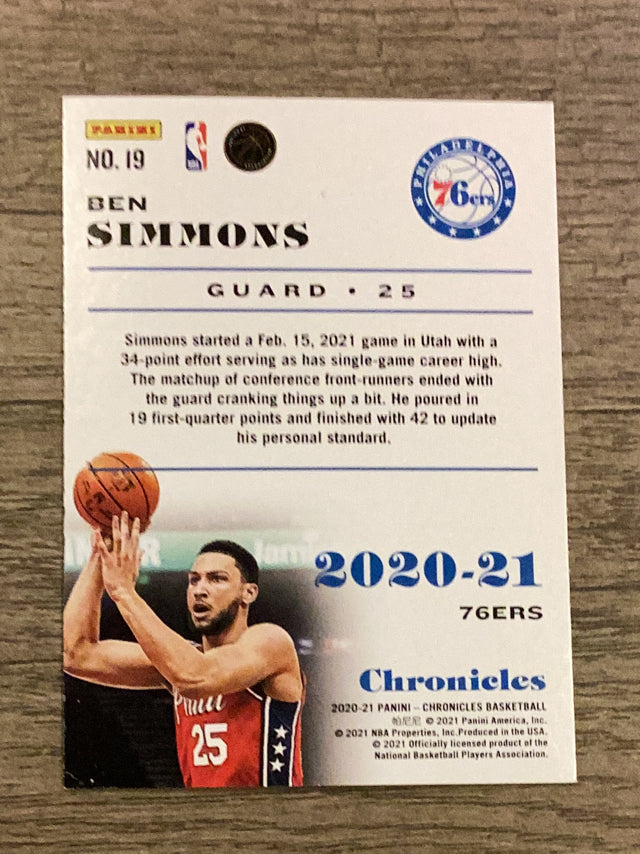 Ben Simmons Philadelphia 76ers NBA 2020-21 Panini Chronicles 19 Panini