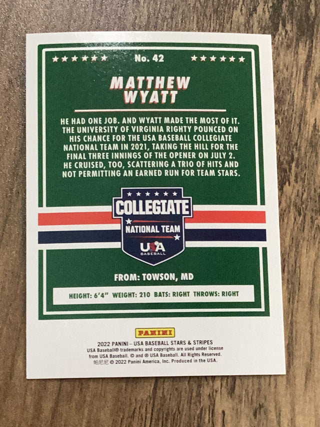 Matthew Wyatt  MLB 2022 Panini USA Baseball Stars & Stripes 42 Panini