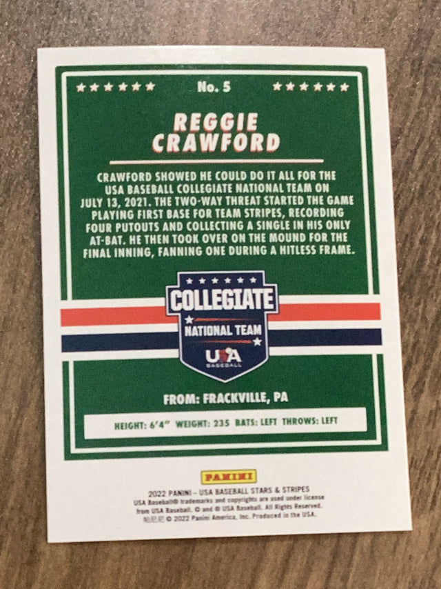 Reggie Crawford Usa MLB 2022 Panini USA Baseball Stars & Stripes 5 Panini