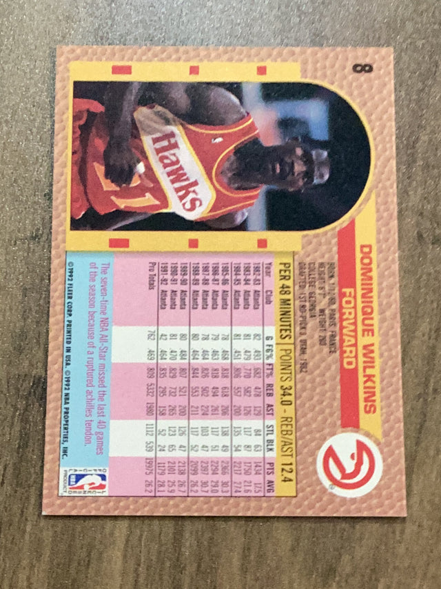 Dominique Wilkins Atlanta Hawks NBA 1992-93 Fleer 8 Fleer