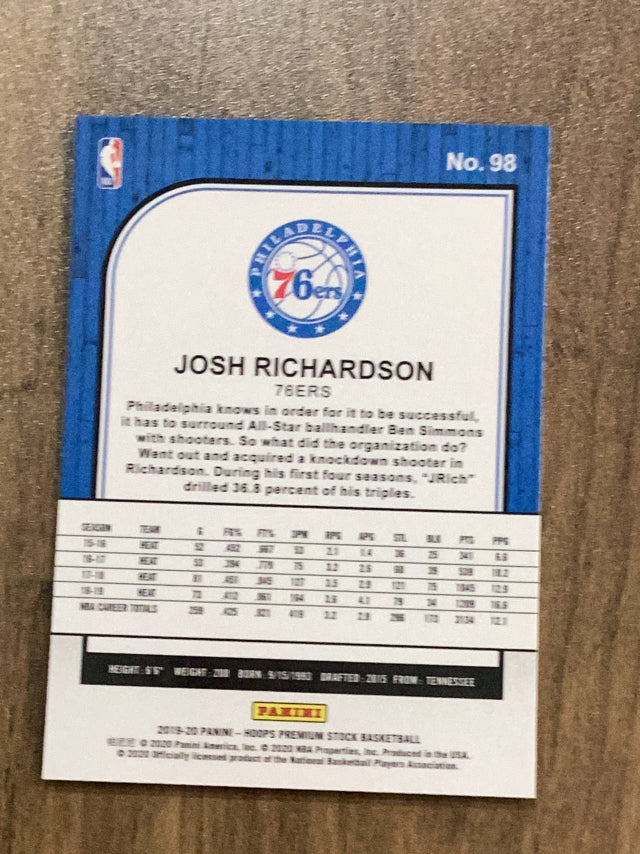 Josh Richardson Philadelphia 76ers NBA 2019-20 Hoops Premium Stock 98 Panini