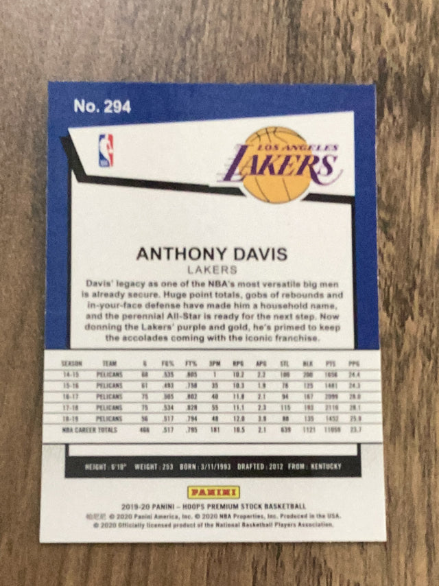 Anthony Davis Los Angeles Lakers NBA 2019 Hoops Premium Stock - Prizms Silver 294 HT Panini