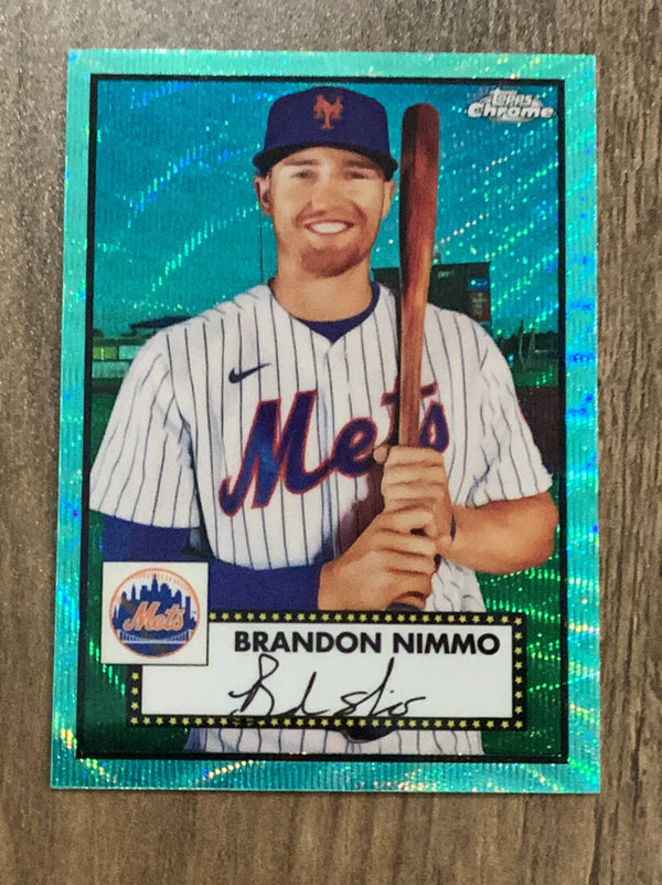 Brandon Nimmo New York Mets MLB 2021 Topps Chrome Platinum Anniversary: Green/Yellow 70th Anniversary Refractor 126 SN99