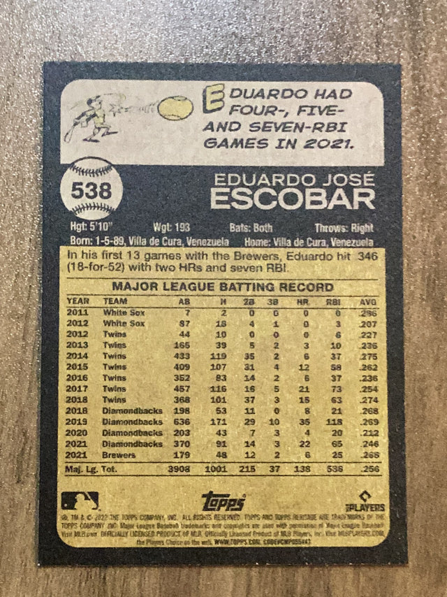 Eduardo Escobar New York Mets MLB 2022 Topps Heritage 254 Topps