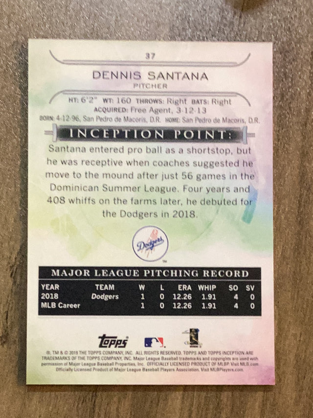Dennis Santana Los Angeles Dodgers MLB 2019 Topps Inception - Magenta 37 SN99 Topps