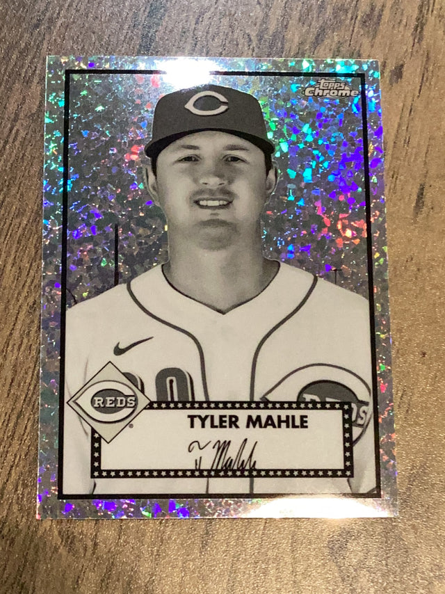 Tyler Mahle Cincinnati Reds MLB 2021 Topps Chrome Platinum Anniversary: Black/Red 70th Anniversary Mini-Diamonds Refractor 383 SN5