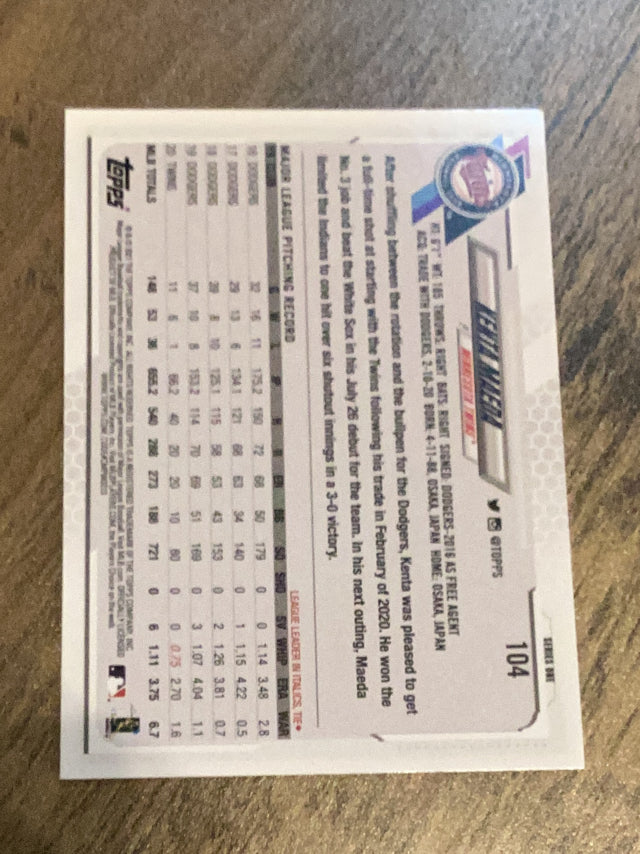 Kenta Maeda Minnesota Twins MLB 2021 Topps 104 Topps