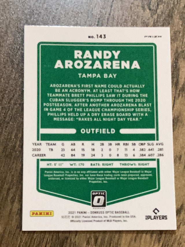 Randy Arozarena Tampa Bay Rays MLB 2021 Donruss 125 Donruss