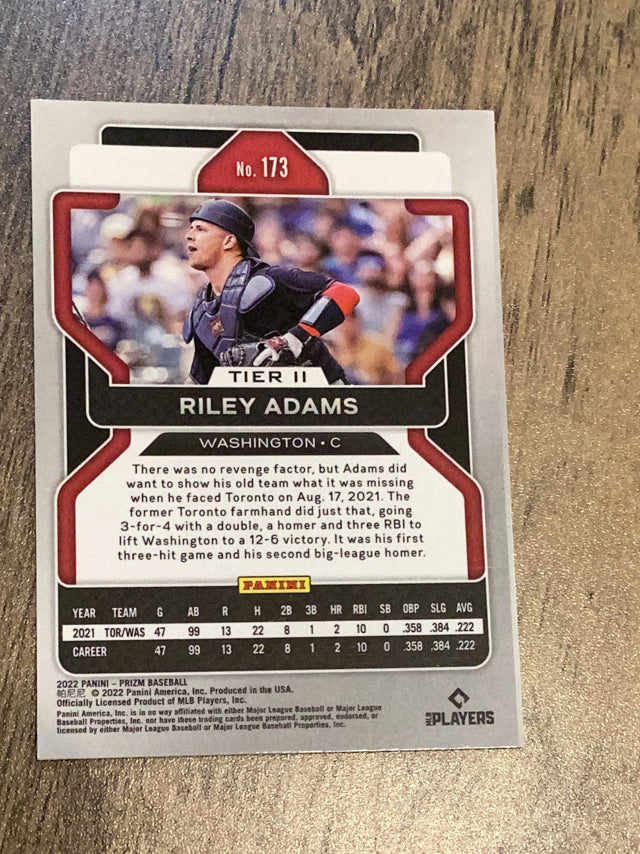 Riley Adams Washington Nationals MLB 2022 Panini Prizm 173 RC Panini