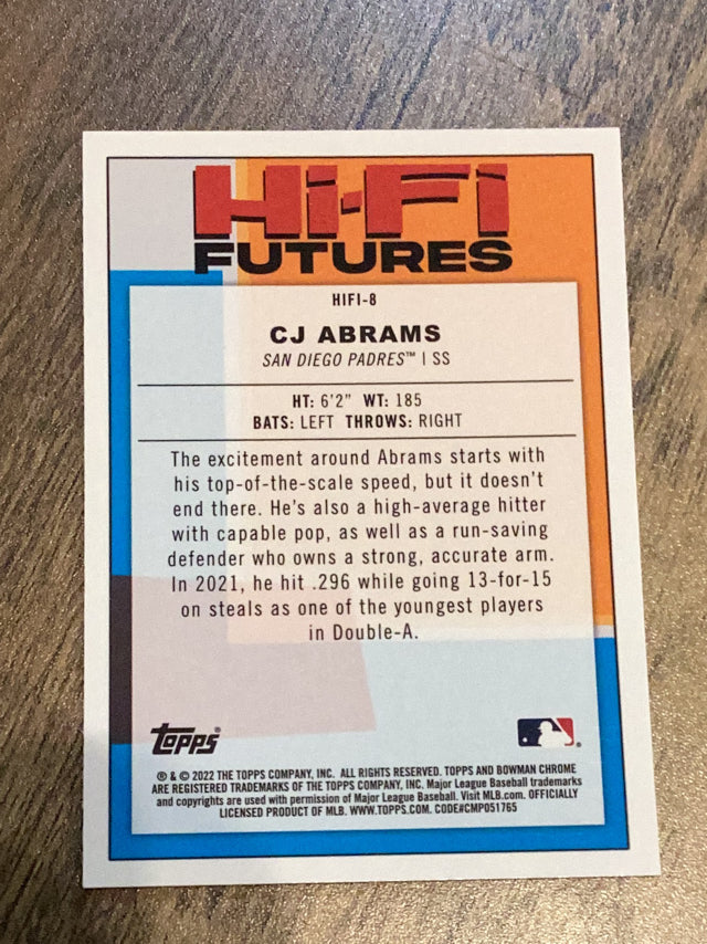 CJ Abrams San Diego Padres MLB 2022 Bowman: Hi-Fi Futures HIFI-8 Bowman
