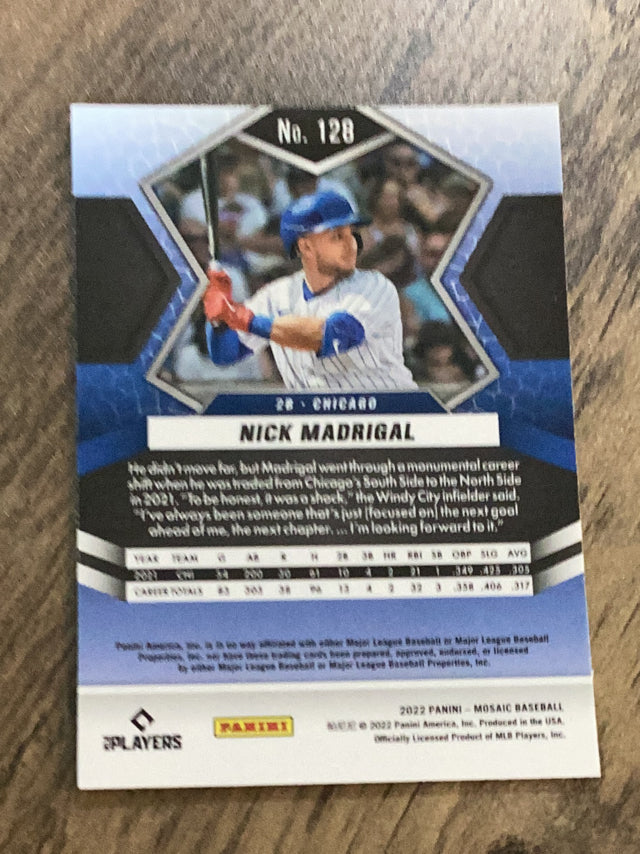 Nick Madrigal Chicago Cubs MLB 2022 Panini Mosaic 128 Panini