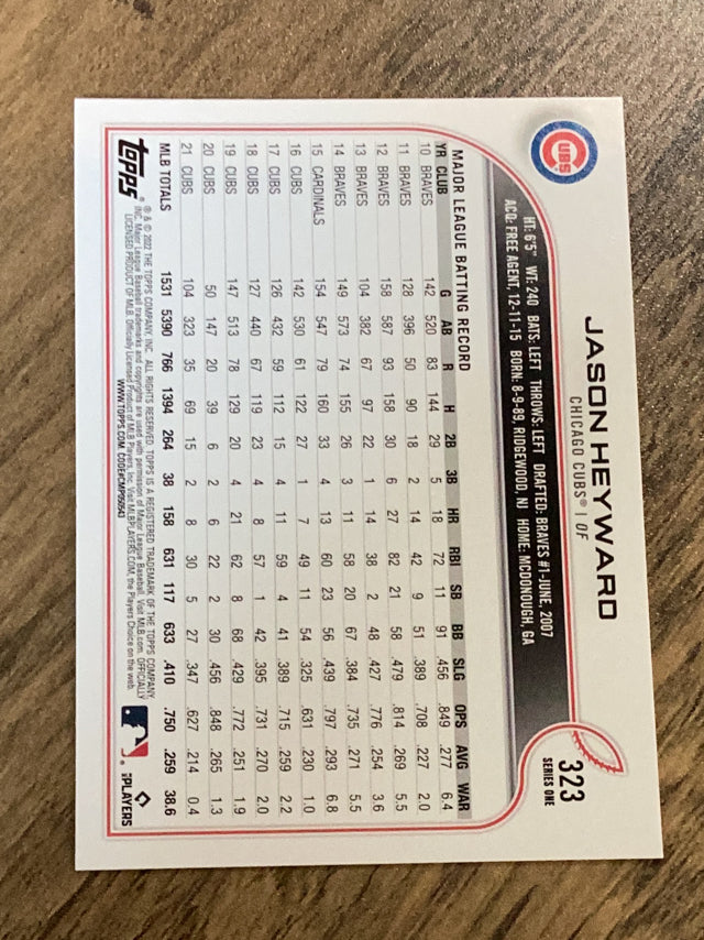 Jason Heyward Chicago Cubs MLB 2022 Topps 323 Topps