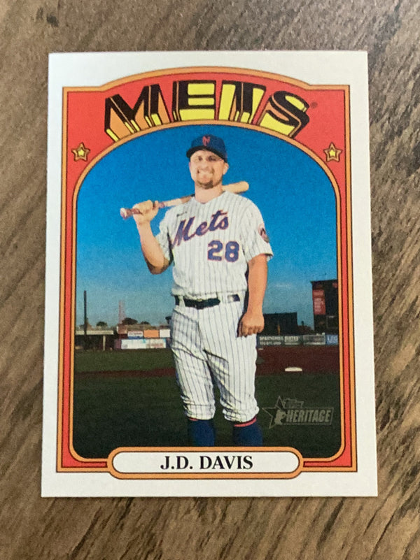J.D. Davis New York Mets MLB 2021 Topps Heritage - Red 391 