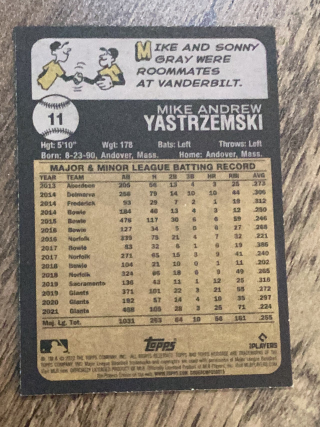 Mike Yastrzemski San Francisco Giants MLB 2022 Topps Heritage 11 Topps