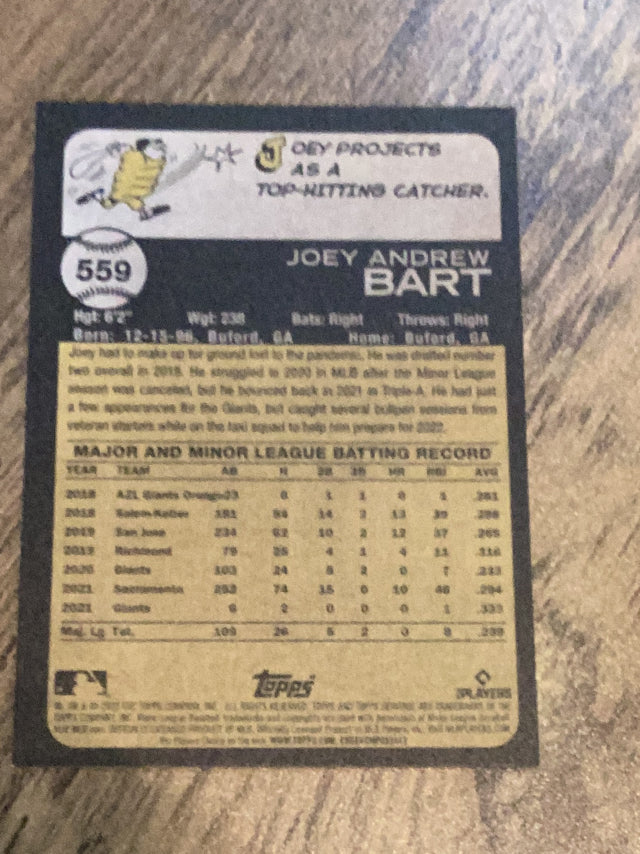 Joey Bart San Francisco Giants MLB 2022 Topps Heritage 559 Topps