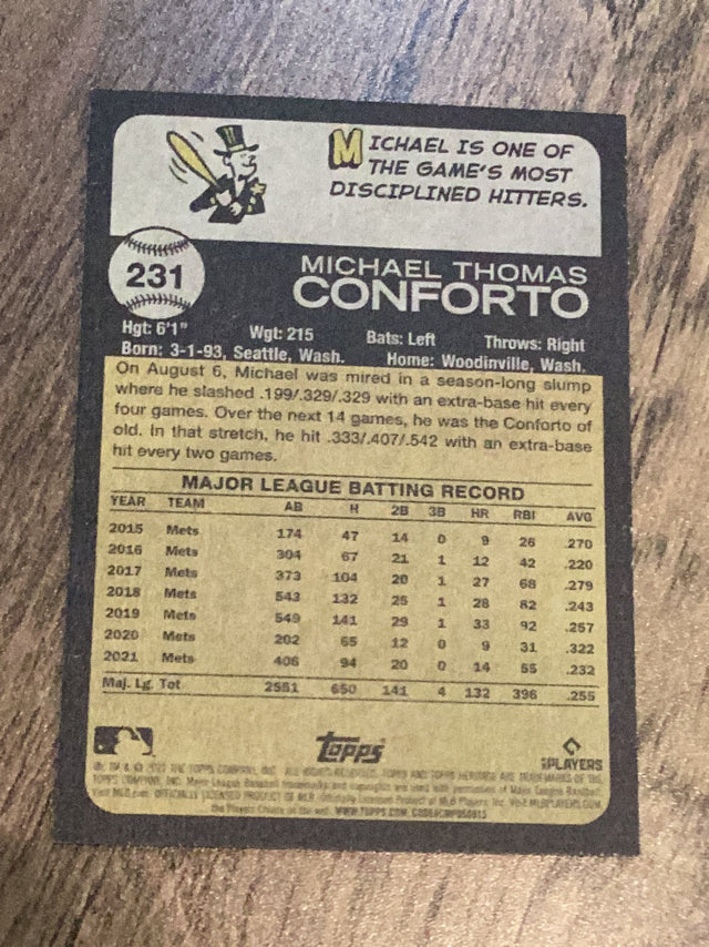 Michael Conforto New York Mets MLB 2022 Topps Heritage 231 Topps