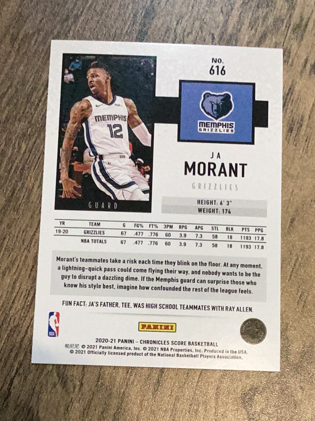 Ja Morant Memphis Grizzlies NBA 2020-21 Panini Chronicles 616 Panini