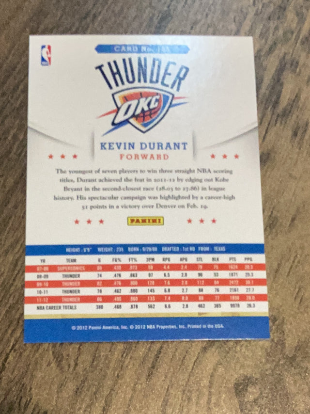 Kevin Durant Oklahoma City Thunder NBA 2012-13 Hoops 135 Panini