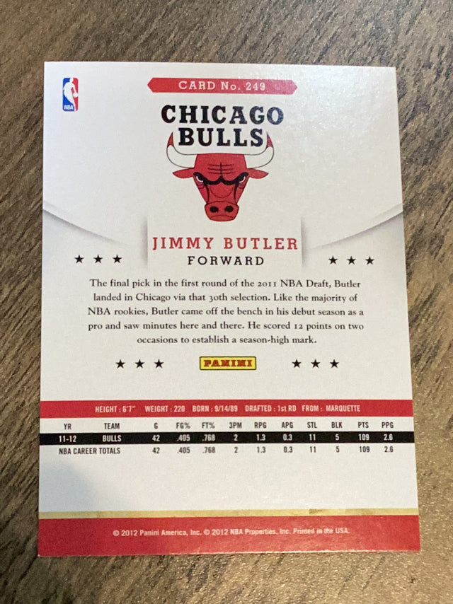 Jimmy Butler Chicago Bulls NBA 2012-13 Hoops 249 RC Panini