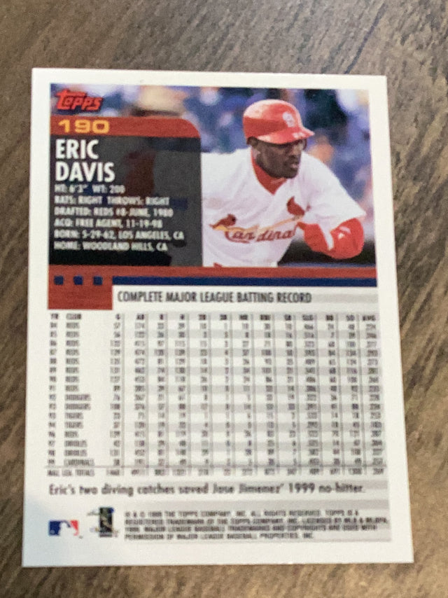 Eric Davis St. Louis Cardinals MLB 2000 Topps 190 Topps