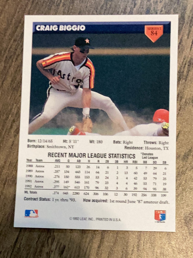 Craig Biggio Houston Astros MLB 1993 Donruss 84 Donruss