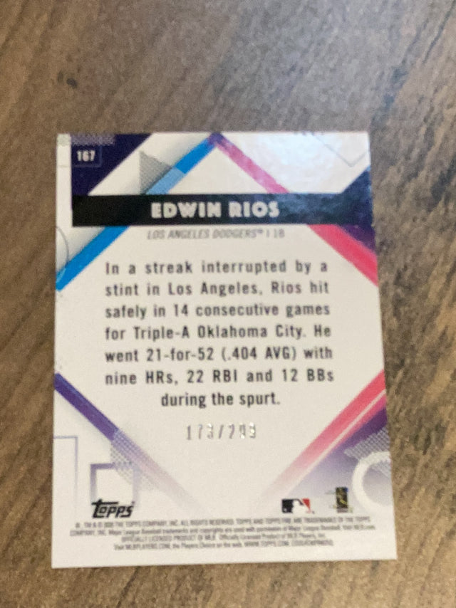Edwin Rios Los Angeles Dodgers MLB 2020 Topps Fire: Orange 167 SN299 Topps