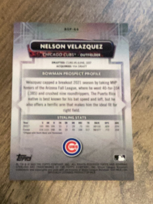 Nelson Velazquez Chicago Cubs MLB 2022 Bowman Sterling BSP-64 Bowman