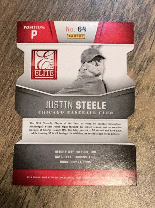 Justin Steele Chicago Cubs MLB 2014 Panini Elite Extra Edition - Prospects Status Blue 64 SN100 Panini