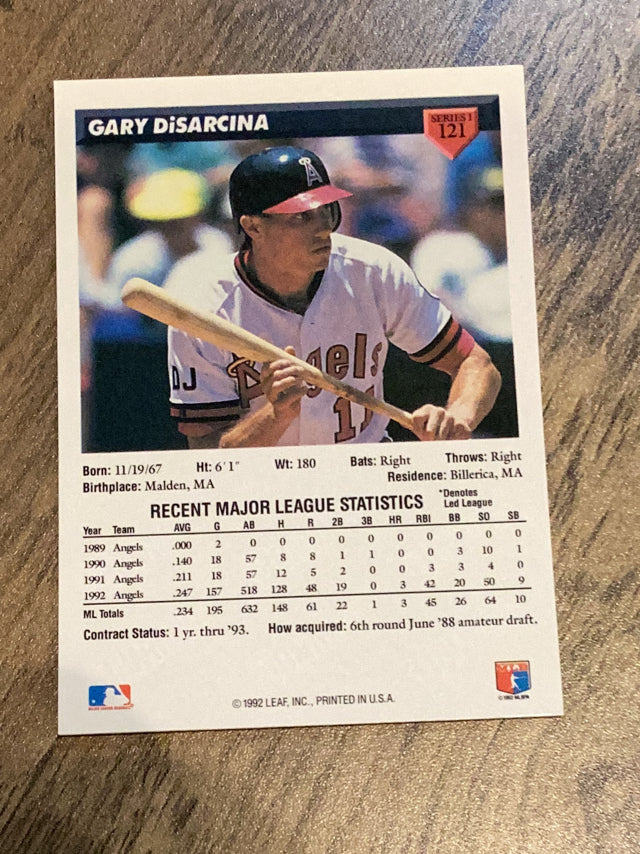 Gary DiSarcina California Angels MLB 1993 Donruss 121 Donruss