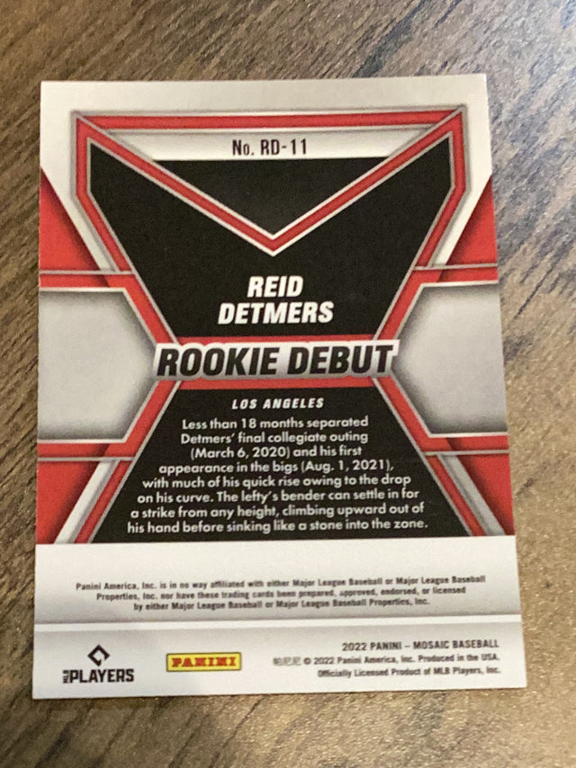 Reid Detmers Los Angeles Angels MLB 2022 Panini Mosaic: Rookie Debut RD-11 Panini