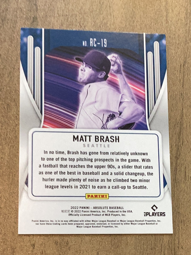 Matt Brash Seattle Mariners MLB 2022 Panini Absolute: Rookie Class Retail RC-19 Panini