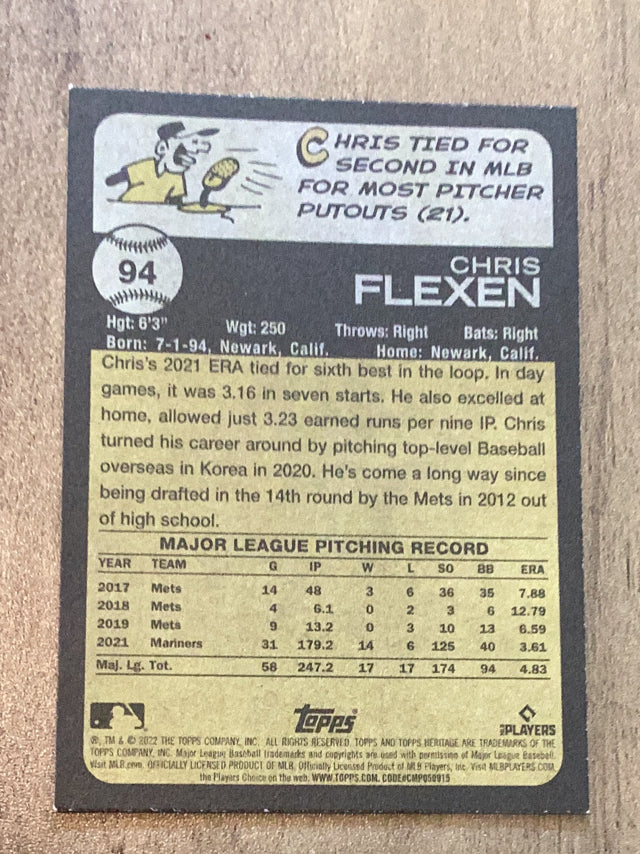 Chris Flexen Seattle Mariners MLB 2022 Topps Heritage 94 Topps