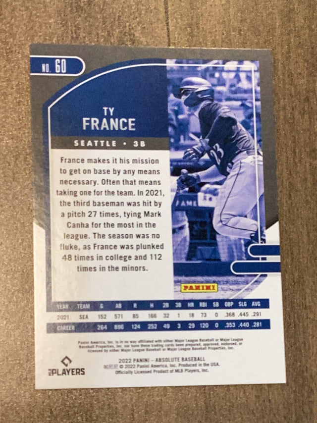 Ty France Seattle Mariners MLB 2022 Panini Absolute 60 SN1 Panini