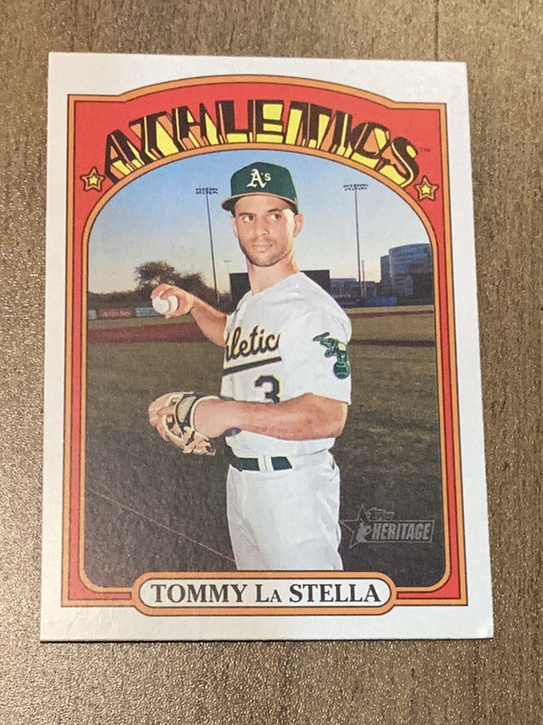 Tommy La Stella Oakland Athletics MLB 2021 Topps Heritage - Red 60 