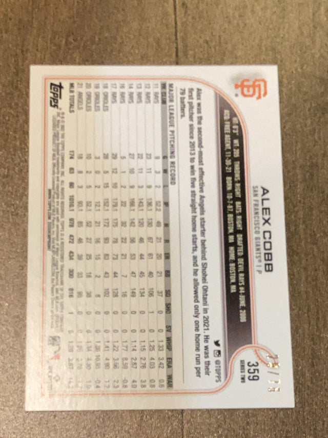 Alex Cobb San Francisco Giants MLB 2022 Topps: Independence Day 359 SN76 Topps