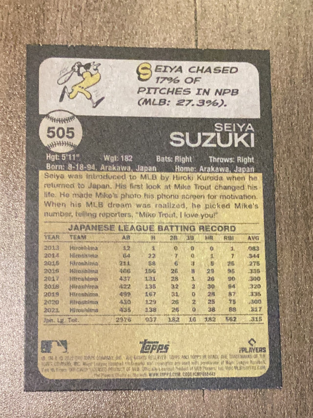 Seiya Suzuki Chicago Cubs MLB 2022 Topps Heritage 505 RC Topps