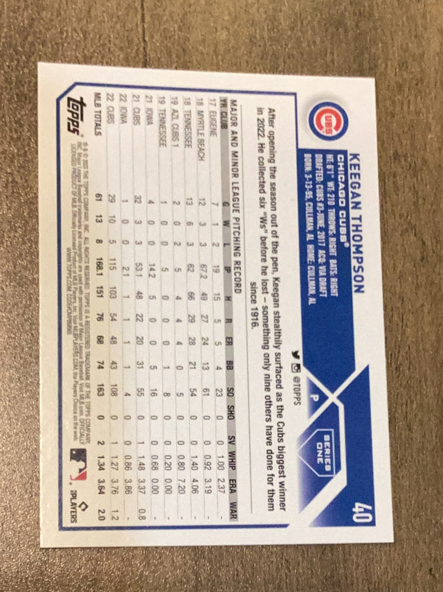 Keegan Thompson Chicago Cubs MLB 2023 Topps 40 Topps