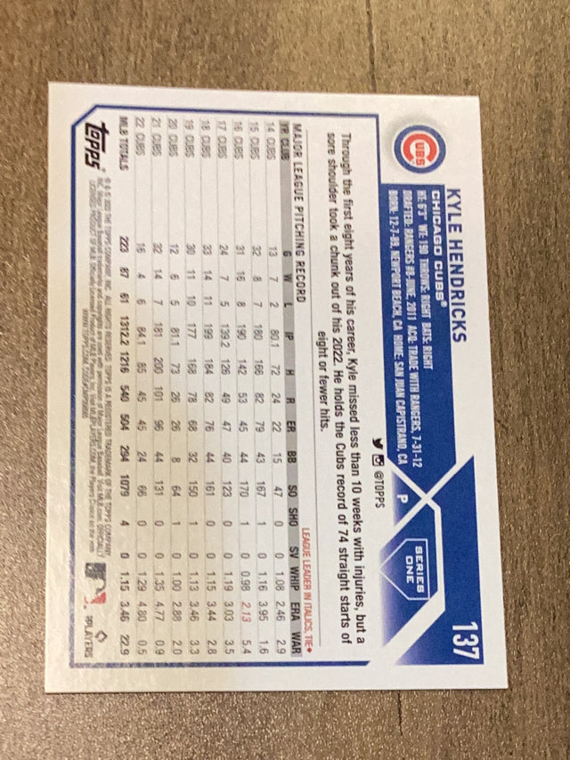 Kyle Hendricks Chicago Cubs MLB 2023 Topps 137 Topps