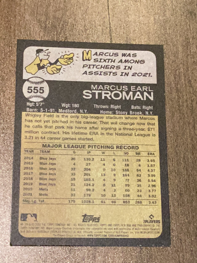 Marcus Stroman Chicago Cubs MLB 2022 Topps Heritage 555 Topps