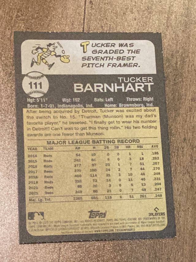 Tucker Barnhart Detroit Tigers MLB 2022 Topps Heritage 111 Topps