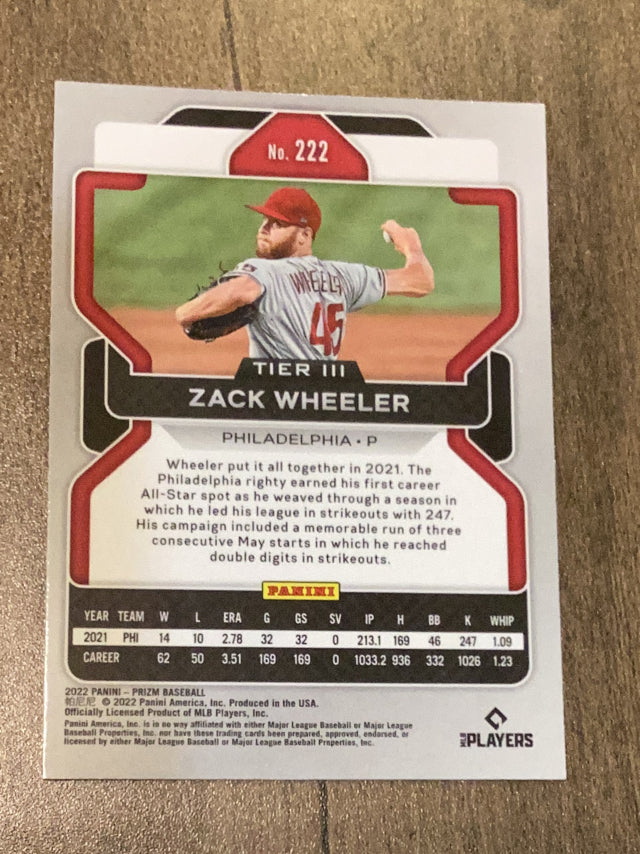Zack Wheeler Philadelphia Phillies MLB 2022 Panini Prizm 222 Panini