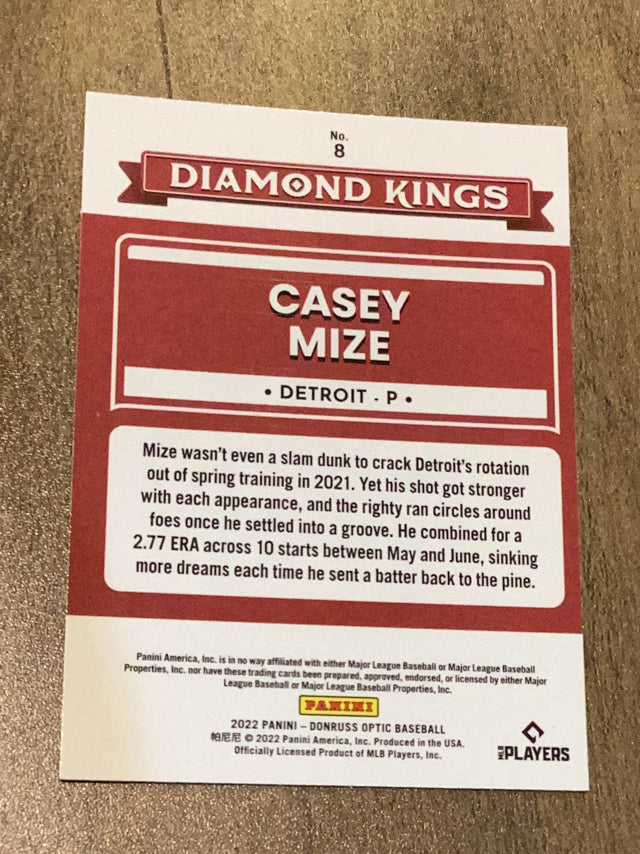 Casey Mize Detroit Tigers MLB 2022 Donruss Optic 8 DK Donruss