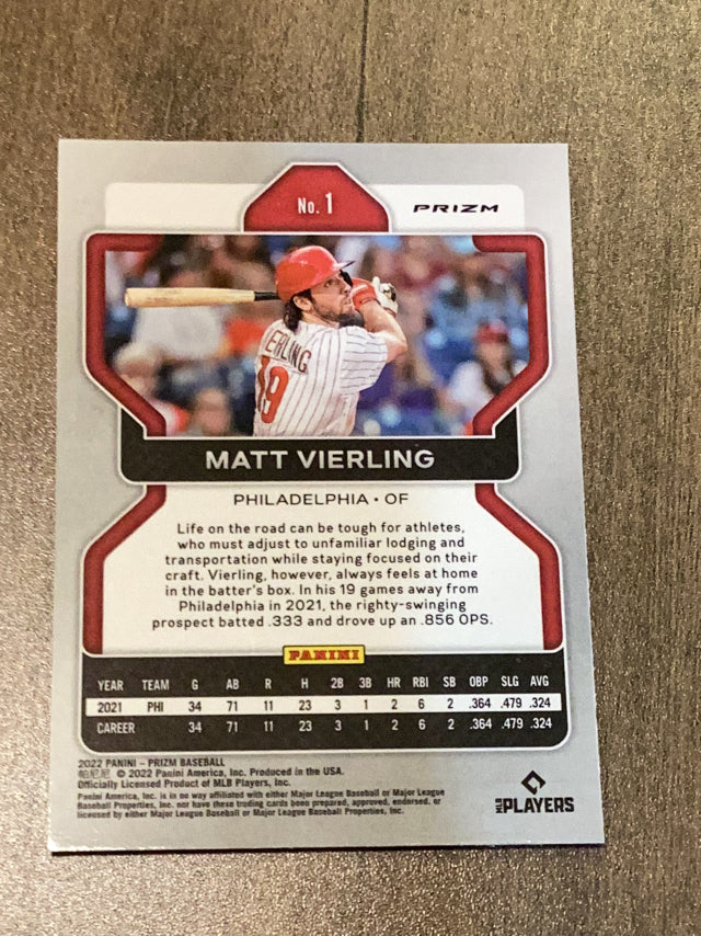 Matt Vierling Philadelphia Phillies MLB 2022 Panini Prizm: Pink Prizm 1 Panini